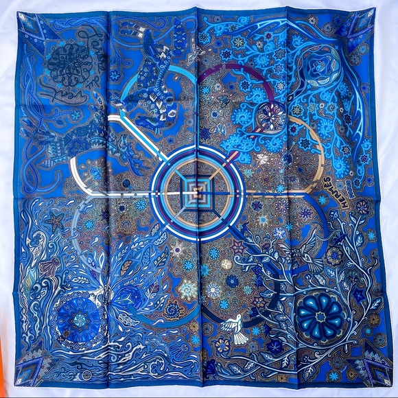 SOLD HERMÈS silk twill L’arbre Du Vent scarf - Picture 12 of 14